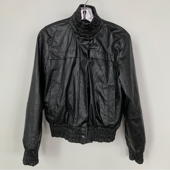 Zara Jackets & Blazers - Zara Basic Black Faux Leather Jacket Size L